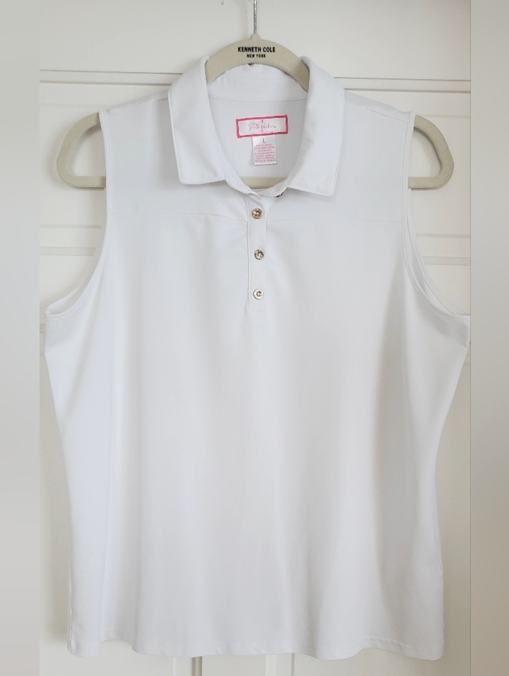 Stella Parker Ladies Golf Collection White Sleeveless Polo Collard Tank Large